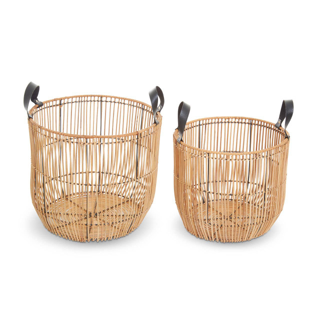 Premier Housewares Batu Set Of 2 Natural Rattan Baskets