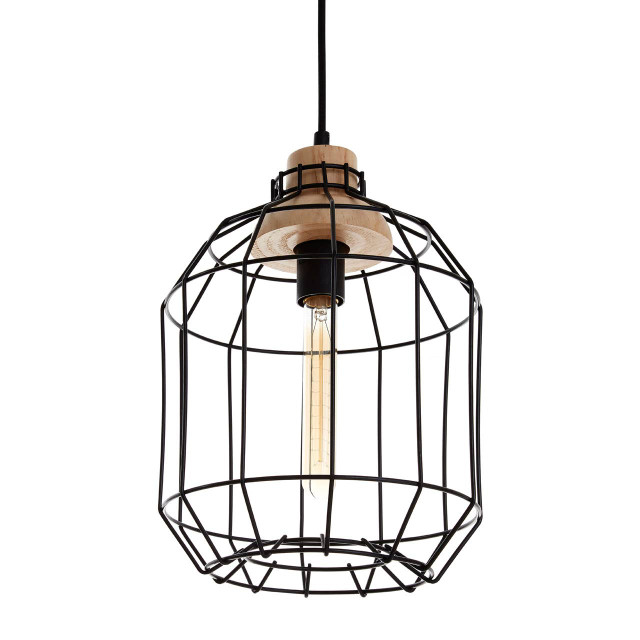 Premier Housewares Beacan Black Metal Wire Pendant Light