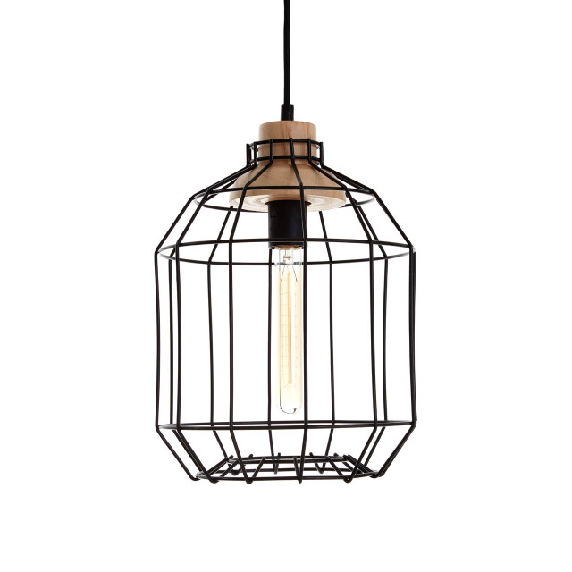 premier housewares Beacan Black Metal Wire Pendant Light
