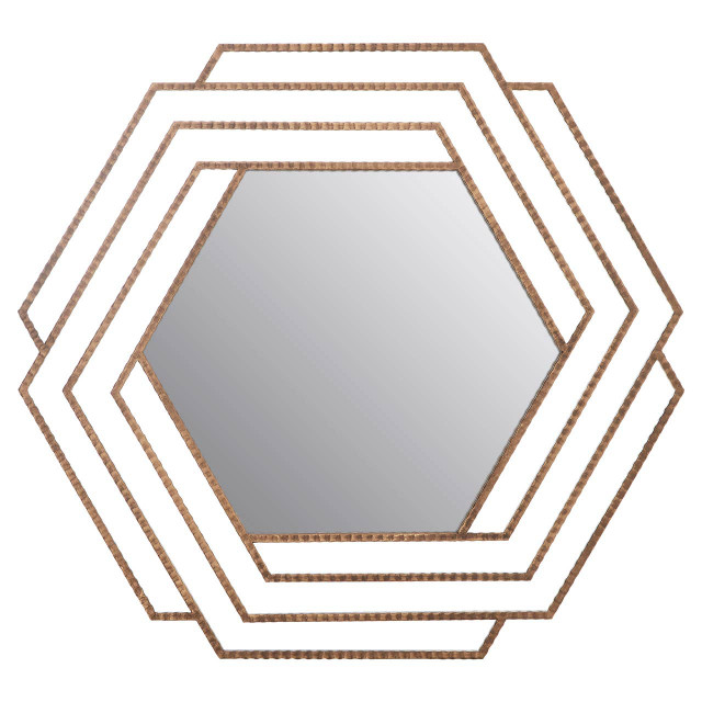 Premier Housewares Beauly Antique Gold Hexagon Wall Mirror
