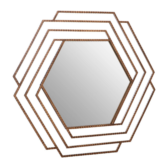 Premier Housewares Beauly Antique Gold Hexagon Wall Mirror