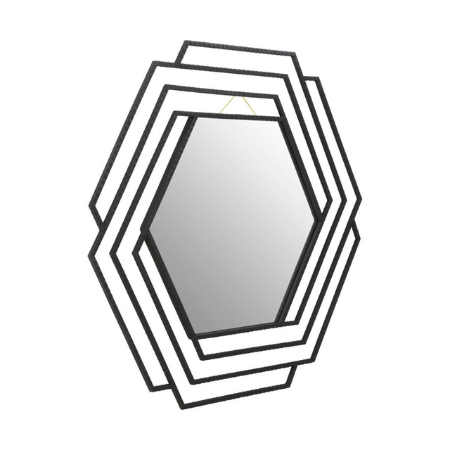 Premier Housewares Beauly Black Finish Hexagonal Wall Mirror