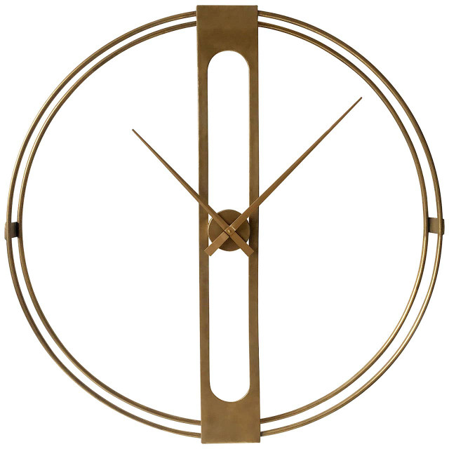 Premier Housewares Beauly Gold Finish Dual Ring Wall Clock
