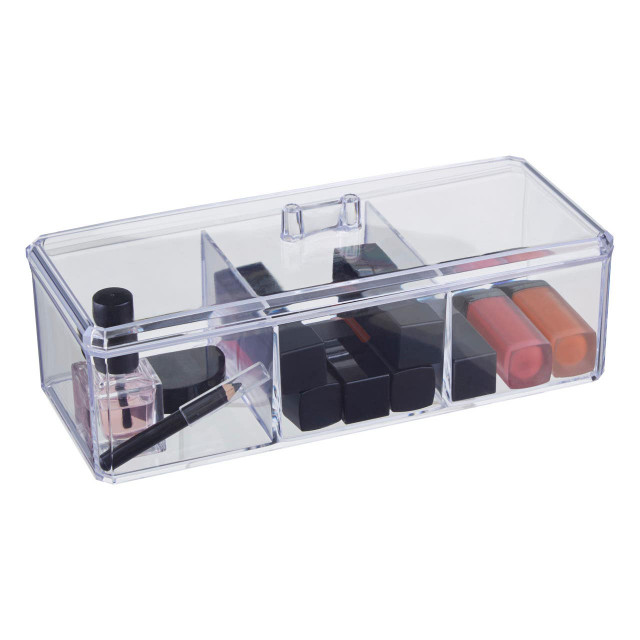 premier housewares Beauty 3 Compartment Cosmetics Organiser With Lid