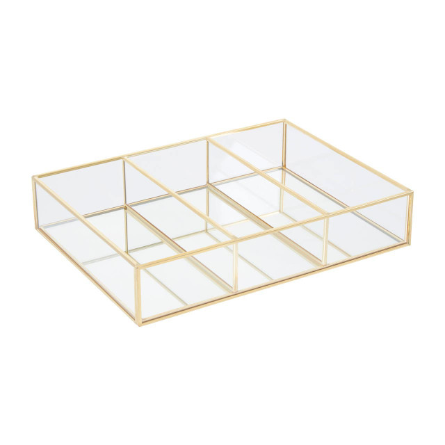 Premier Housewares Beauty 3 Compartments Clear Glass Makeup Organiser