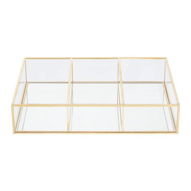 premier housewares Beauty 3 Compartments Clear Glass Makeup Organiser