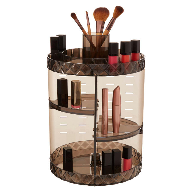 Premier Housewares Beauty 3 Tiered Round Revolving Black Cosmetics Organiser