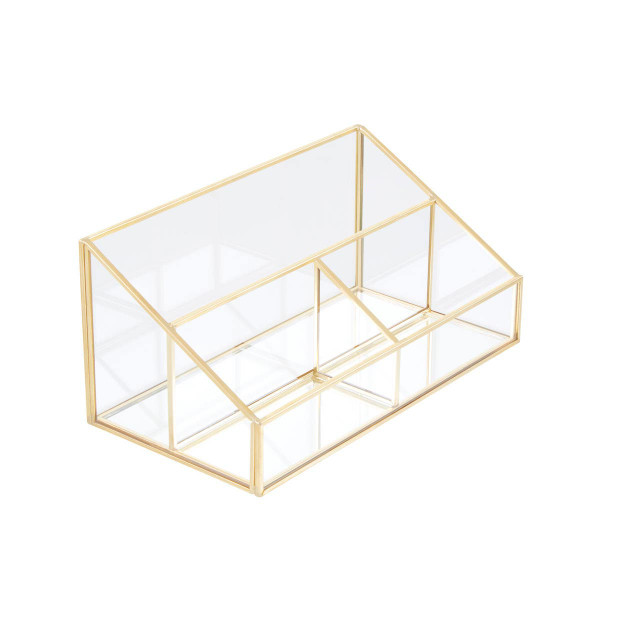 premier housewares Beauty Glass Makeup Organiser with 3 Compartments