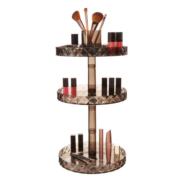premier housewares Beauty Three Tier Revolving Black Cosmetic Organiser