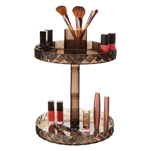 Premier Housewares Beauty Two Tier Revolving Black Cosmetic Organiser