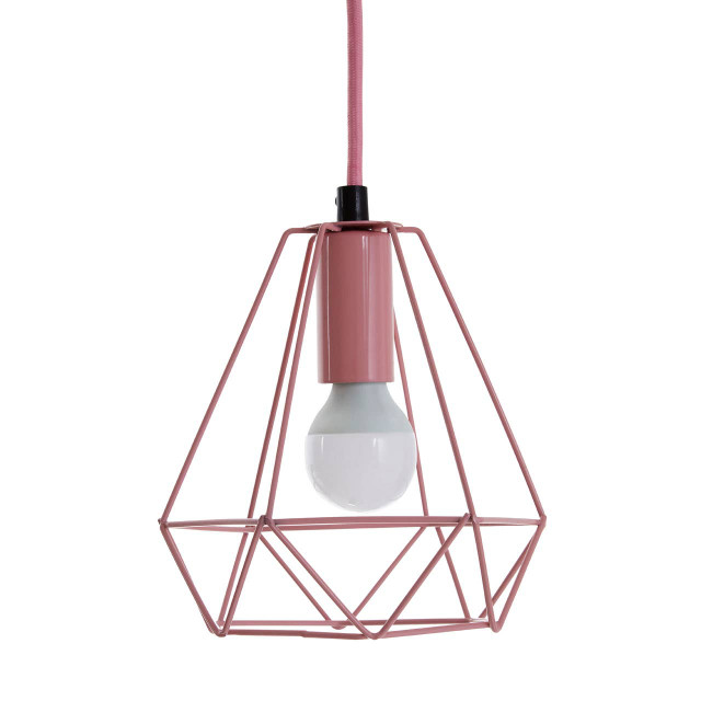 Premier Housewares Beli Pink Metal Wire Pendant Light