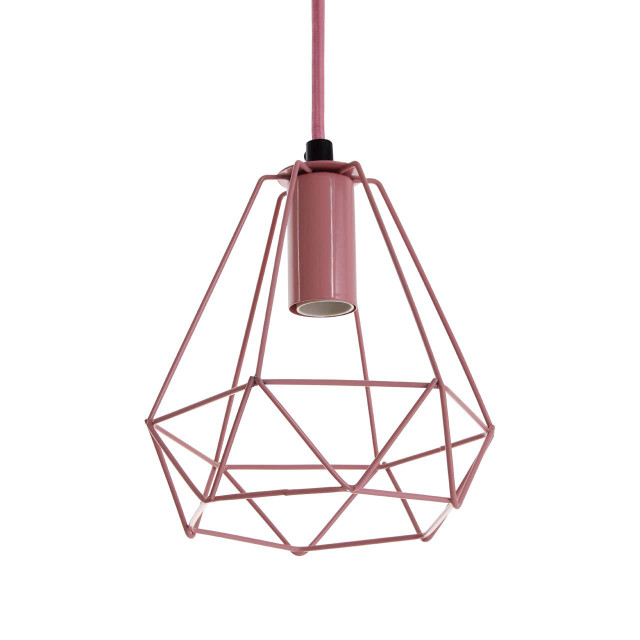 Premier Housewares Beli Pink Metal Wire Pendant Light