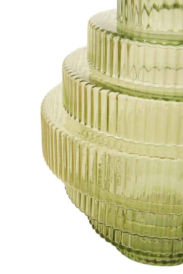 Premier Housewares Benka Large Green Ribbed Glass Vase
