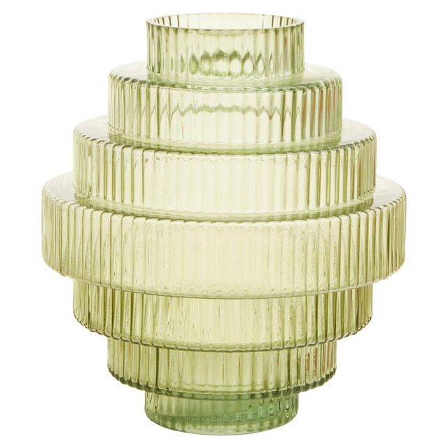 premier housewares Benka Large Green Ribbed Glass Vase