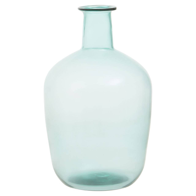 premier housewares Bexley Blue Small Bottle Neck Recycled Glass Vase