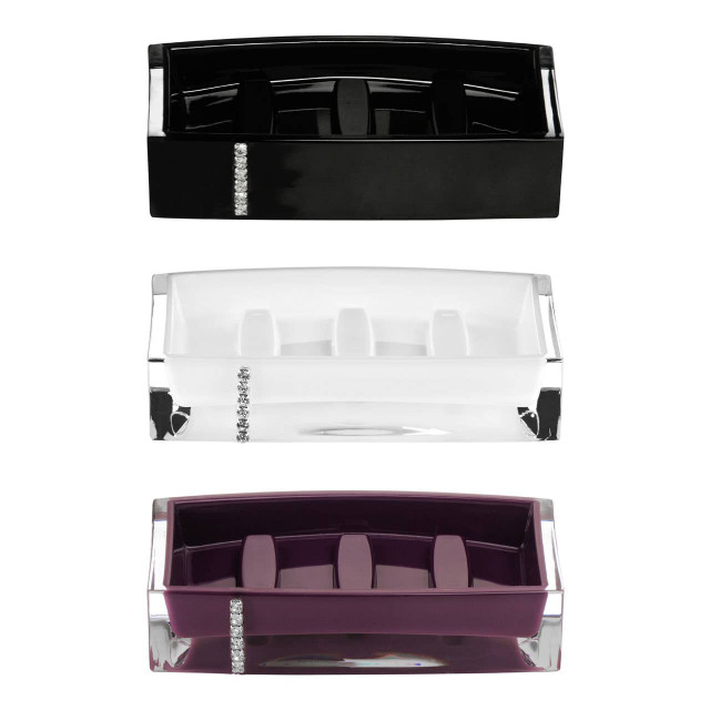 Premier Housewares Black Acrylic And Crystal Soap Dish