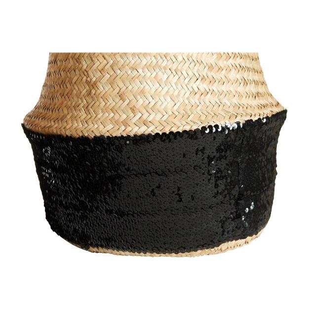 Premier Housewares Black And Natural Small Seagrass Basket