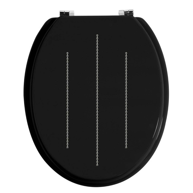 premier housewares Black Toilet Seat With Diamante Detail