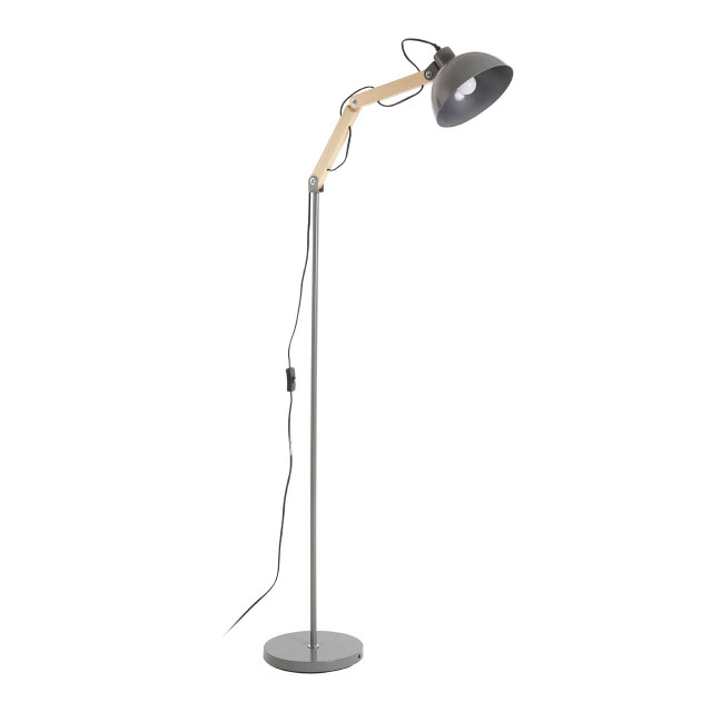 Premier Housewares Blair Grey Wood And Metal Floor Lamp