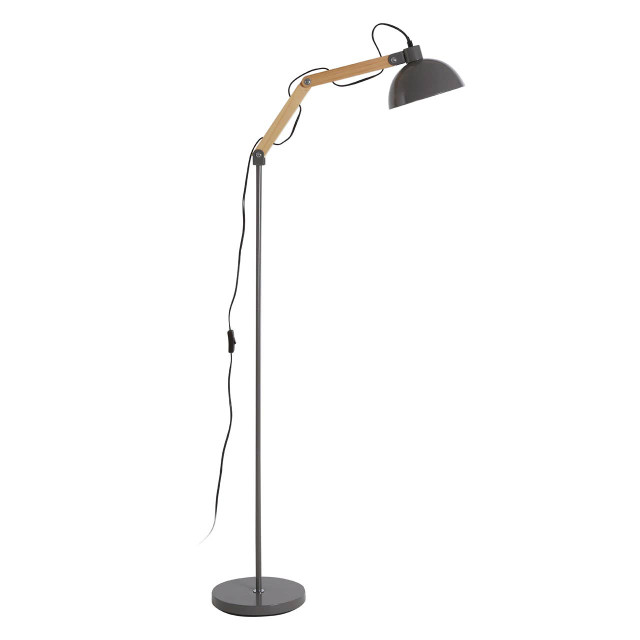 premier housewares Blair Grey Wood And Metal Floor Lamp