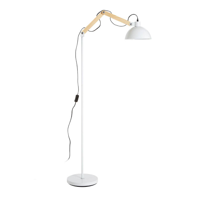 Premier Housewares Blair White Wood And Metal Floor Lamp