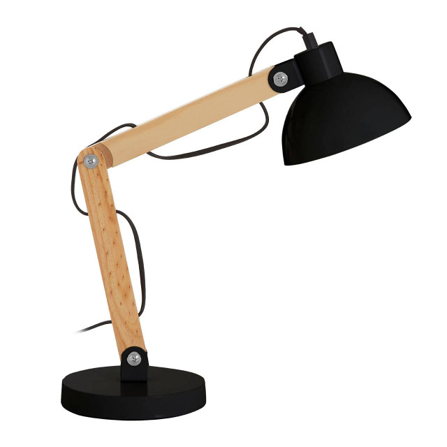 premier housewares Blake Black Metal and Wood Table Lamp