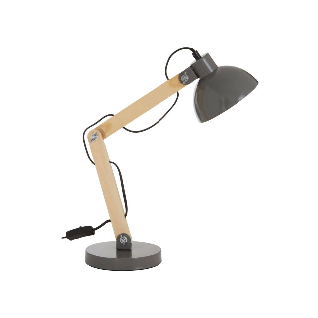 Premier Housewares Blake Grey Wood And Metal Table Lamp