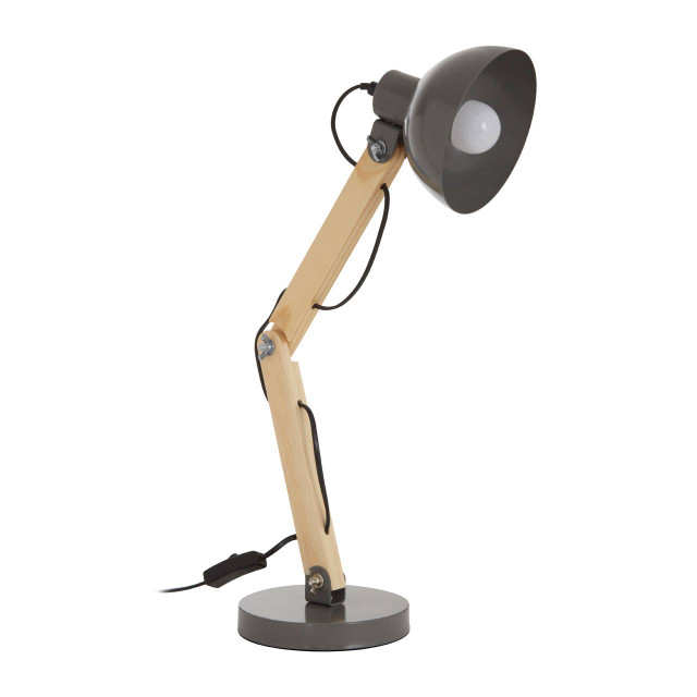 Premier Housewares Blake Grey Wood And Metal Table Lamp
