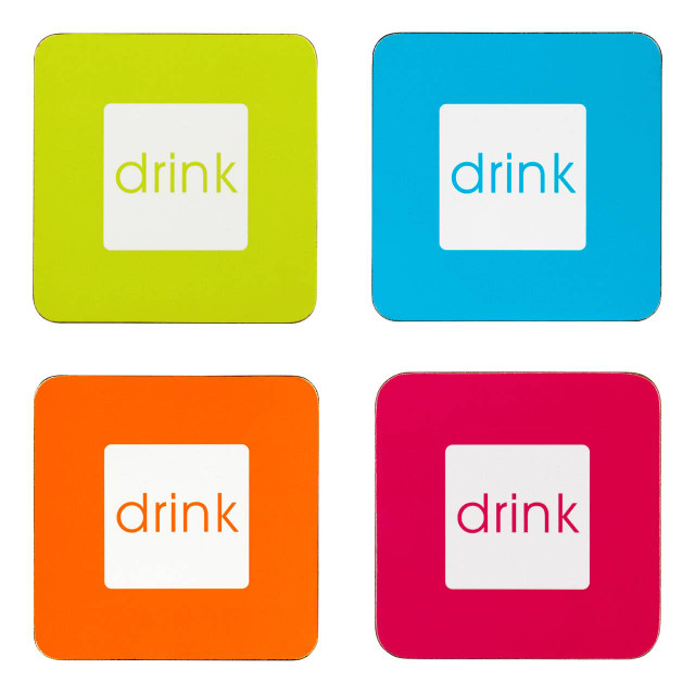 Premier Housewares Block Colour Set Of Four Blue Coasters