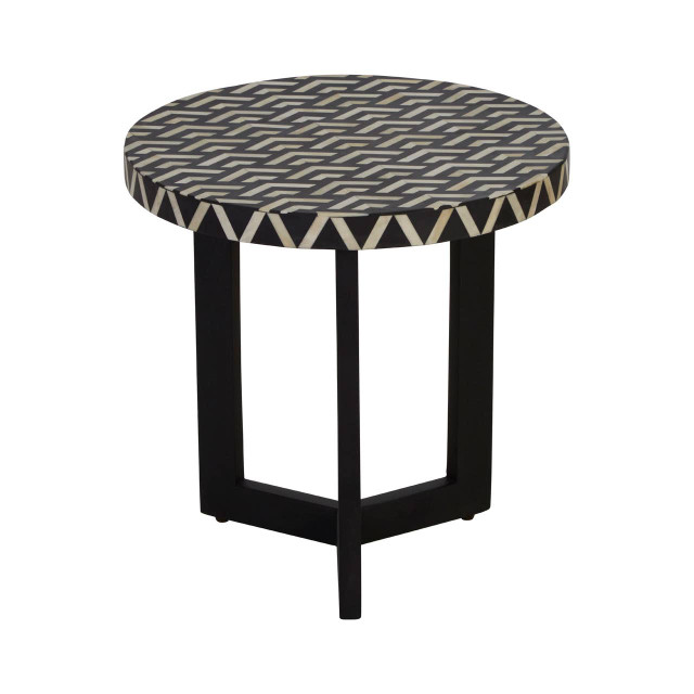 Premier Housewares Boho Acacia Wood Side Table With Bone Inlay