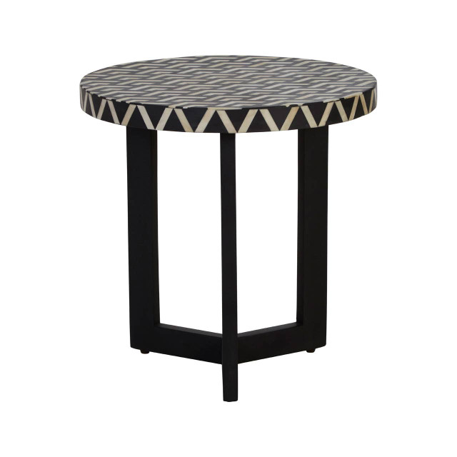 premier housewares Boho Acacia Wood Side Table with Bone Inlay