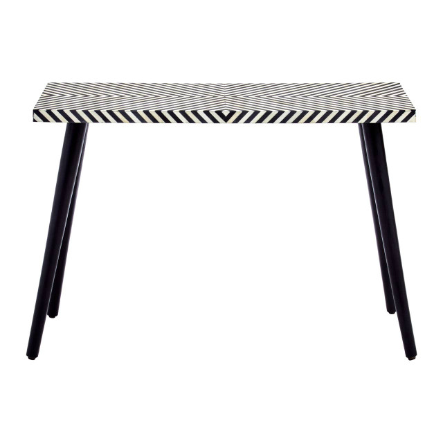 premier housewares Boho Black and White Bone Inlay Console Table with Metal Legs