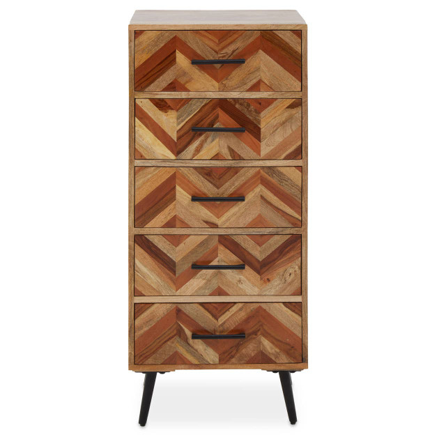 Premier Housewares Boho Five Drawer Mango Wood Chest