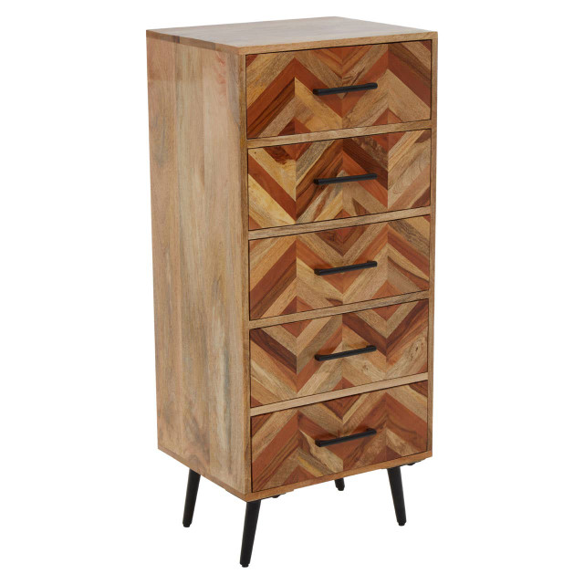 Premier Housewares Boho Five Drawer Mango Wood Chest