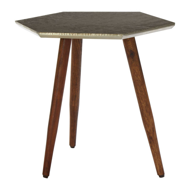Premier Housewares Boho Hexagonal Wooden Side Table