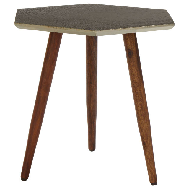 premier housewares Boho Hexagonal Wooden Side Table