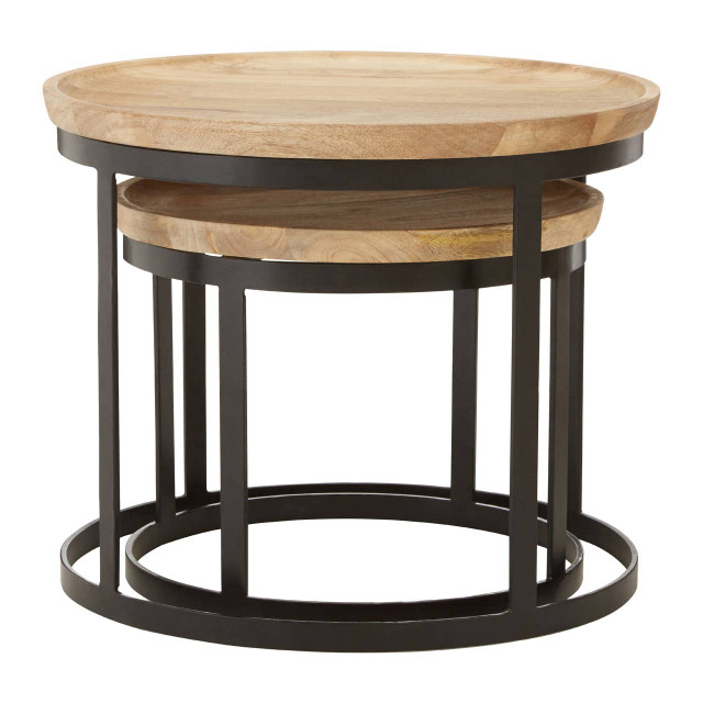 Premier Housewares Boho Set Of Two Mango Wood Nesting Tables