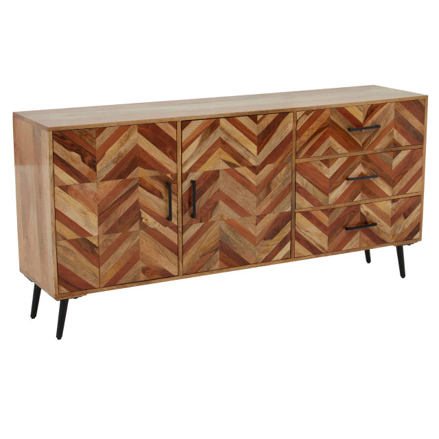 Premier Housewares Boho Two Door And Three Drawer Mango Wood Sideboard