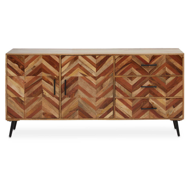 premier housewares Boho Two Door and Three Drawer Mango Wood Sideboard