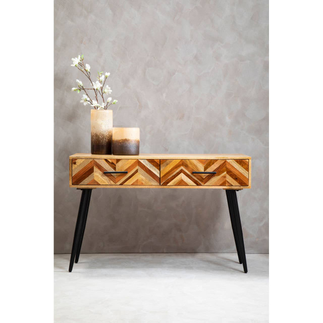 Premier Housewares Boho Two Drawer Mango Wood Console Table