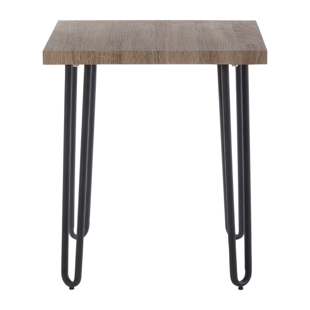 Premier Housewares Borough Wooden Top Side Table With Hairpin Metal Legs