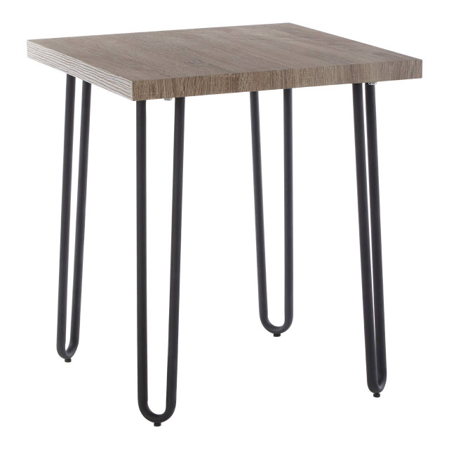 Premier Housewares Borough Wooden Top Side Table With Hairpin Metal Legs