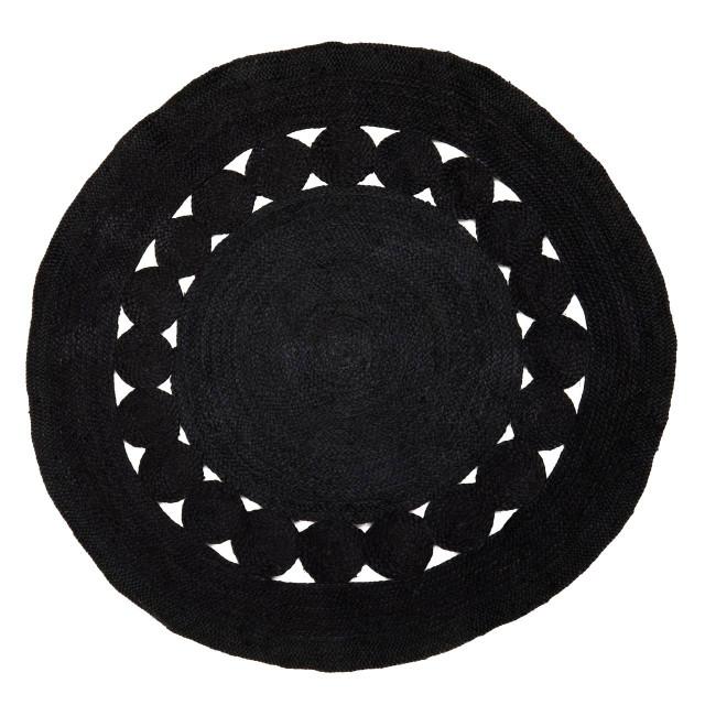 premier housewares Bosie Demir Round Black Jute Rug