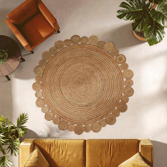 Premier Housewares Bosie Demir Round Jute Rug With Circular Edges