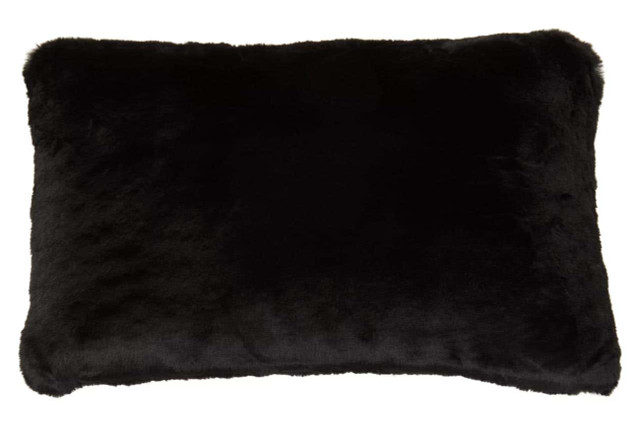 Premier Housewares Bosie Lamina Black Rectangular Fur Cushion