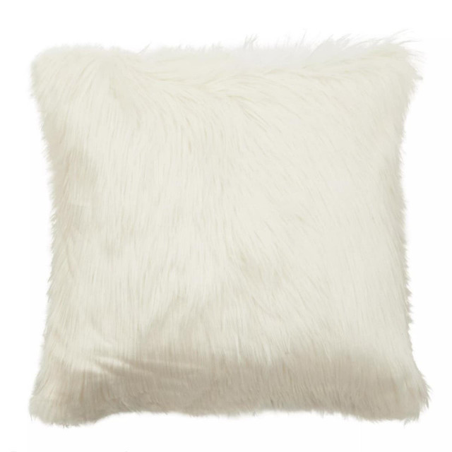 Premier Housewares Bosie Lamina Cream Square Fur Cushion