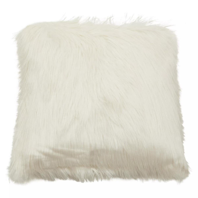 Premier Housewares Bosie Lamina Cream Square Fur Cushion