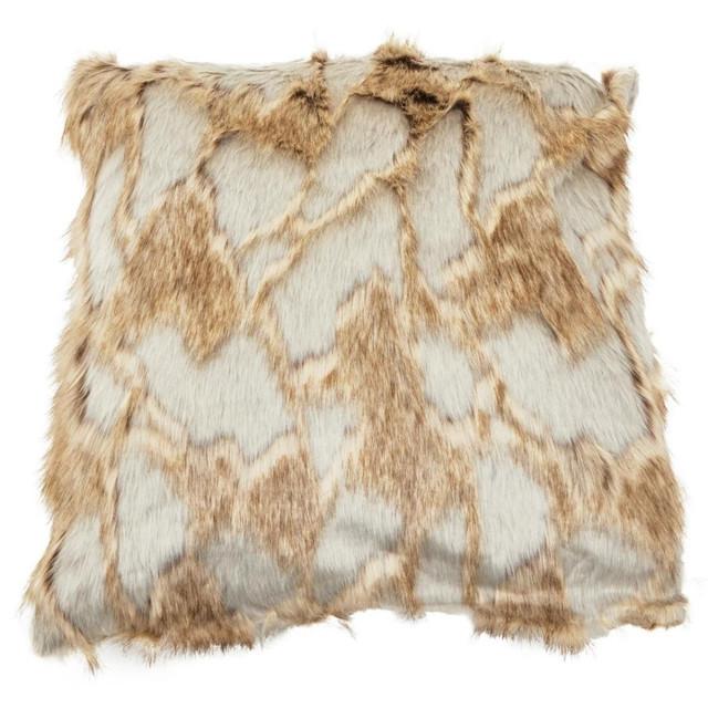 Premier Housewares Bosie Lamina Grey And Natural Square Fur Cushion
