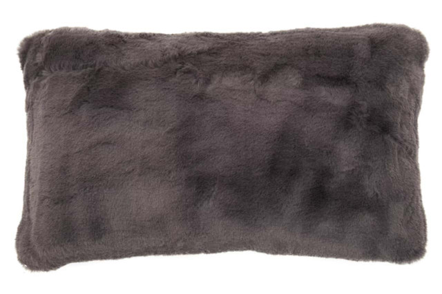Premier Housewares Bosie Lamina Grey Rectangular Fur Cushion