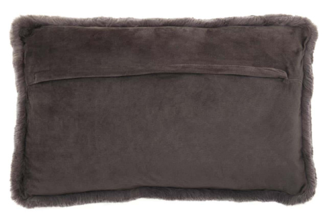 Premier Housewares Bosie Lamina Grey Rectangular Fur Cushion